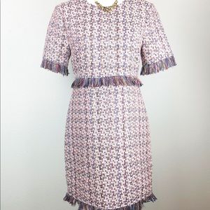 NWT CHARLES HENRY XS tweed fringe dress
